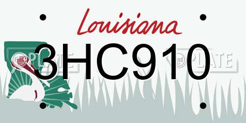 3HC910 Louisiana License Plate