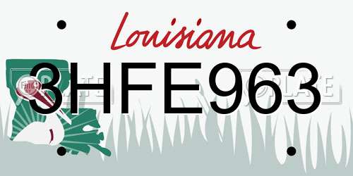 3HFE963 Louisiana License Plate