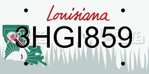 3HGI859 Louisiana License Plate
