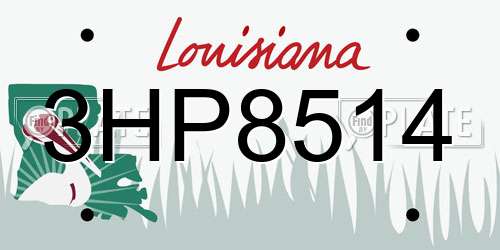 3HP8514 Louisiana License Plate