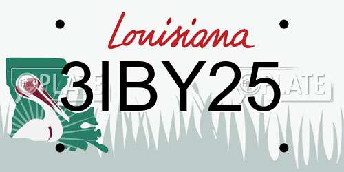 3IBY25 Louisiana License Plate