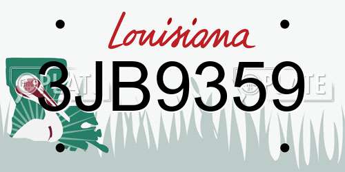 3JB9359 Louisiana License Plate