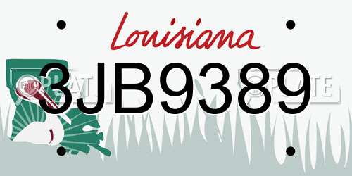 3JB9389 Louisiana License Plate