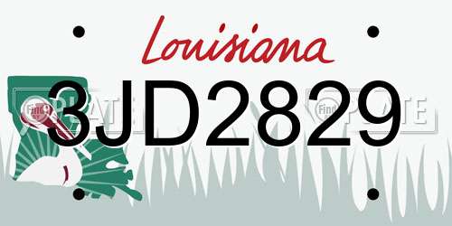 3JD2829 Louisiana License Plate