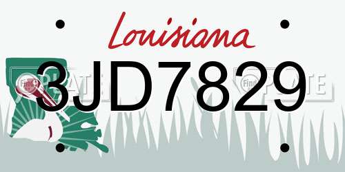 3JD7829 Louisiana License Plate