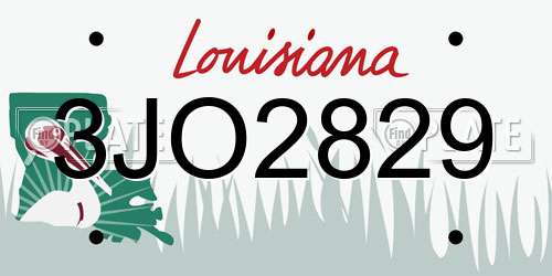 3JO2829 Louisiana License Plate