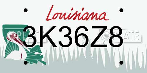 3K36Z8 Louisiana License Plate