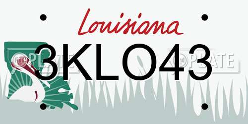3KLO43 Louisiana License Plate