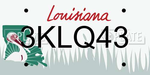 3KLQ43 Louisiana License Plate