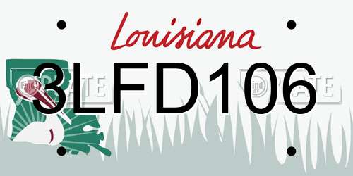 3LFD106 Louisiana License Plate