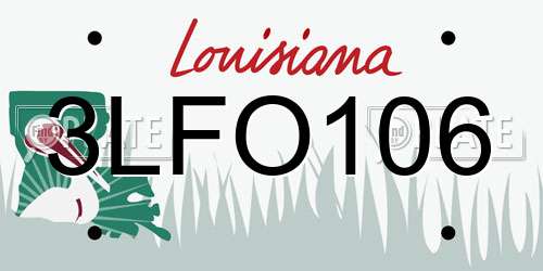 3LFO106 Louisiana License Plate