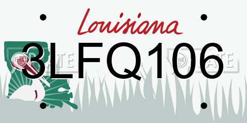 3LFQ106 Louisiana License Plate