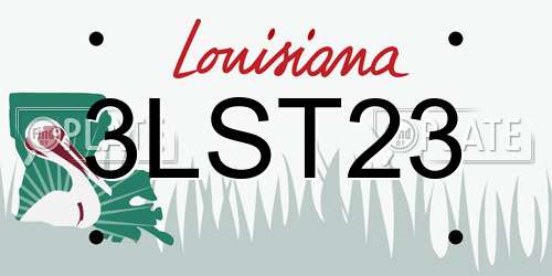 3LST23 Louisiana License Plate