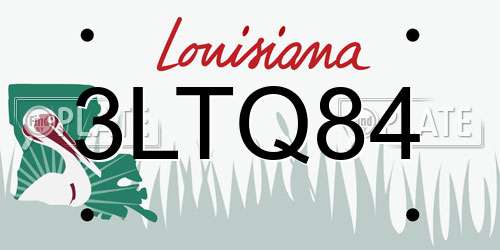 3LTQ84 Louisiana License Plate