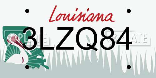 3LZQ84 Louisiana License Plate