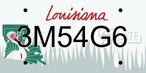 3M54G6 Louisiana License Plate