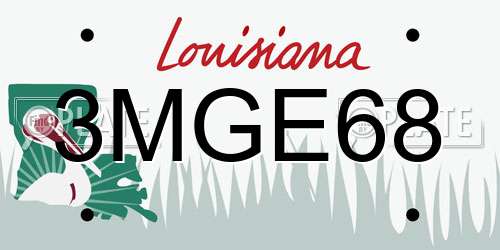 3MGE68 Louisiana License Plate