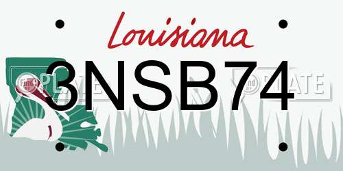 3NSB74 Louisiana License Plate