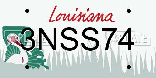 3NSS74 Louisiana License Plate