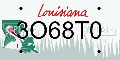 3O68T0 Louisiana License Plate