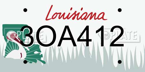3OA412 Louisiana License Plate