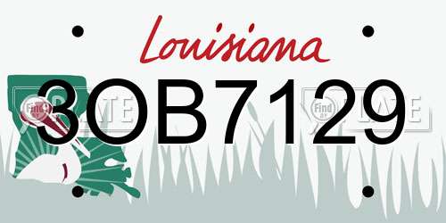 3OB7129 Louisiana License Plate