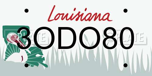 3ODO80 Louisiana License Plate