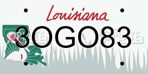 3OGO83 Louisiana License Plate