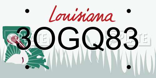 3OGQ83 Louisiana License Plate