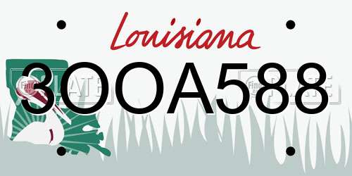 3OOA588 Louisiana License Plate