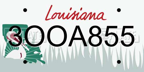 3OOA855 Louisiana License Plate