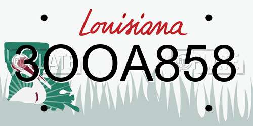 3OOA858 Louisiana License Plate