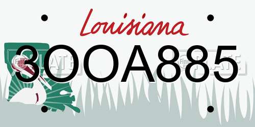 3OOA885 Louisiana License Plate