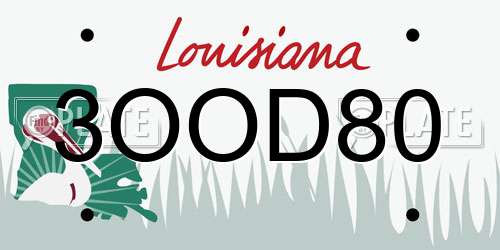 3OOD80 Louisiana License Plate