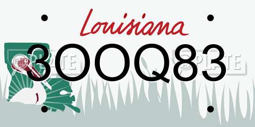 3OOQ83 Louisiana License Plate