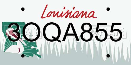 3OQA855 Louisiana License Plate