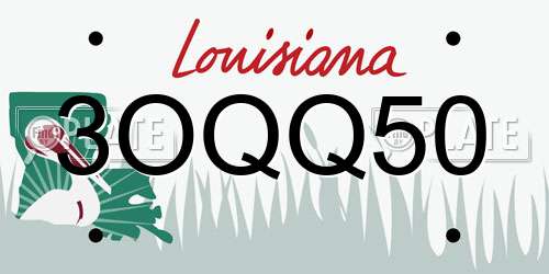 3OQQ50 Louisiana License Plate