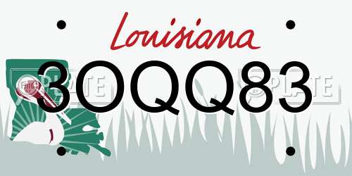 3OQQ83 Louisiana License Plate