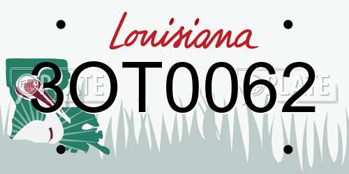 3OT0062 Louisiana License Plate