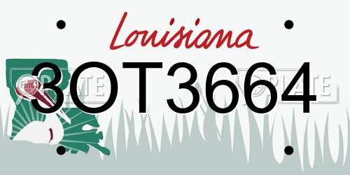 3OT3664 Louisiana License Plate