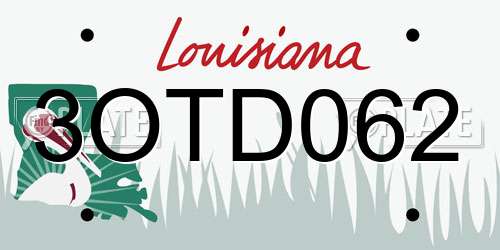 3OTD062 Louisiana License Plate
