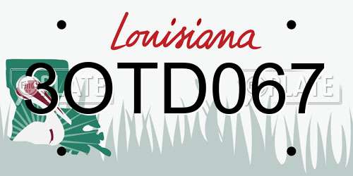 3OTD067 Louisiana License Plate