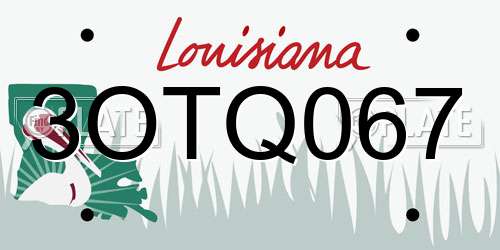 3OTQ067 Louisiana License Plate