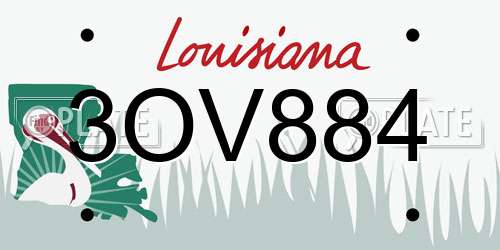 3OV884 Louisiana License Plate