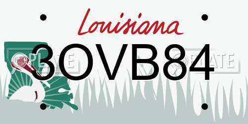 3OVB84 Louisiana License Plate