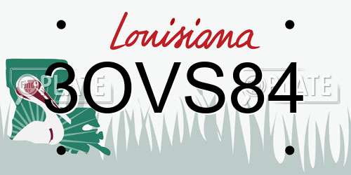 3OVS84 Louisiana License Plate