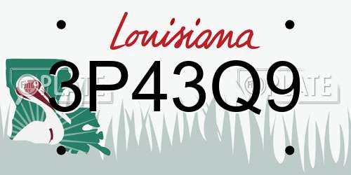 3P43Q9 Louisiana License Plate