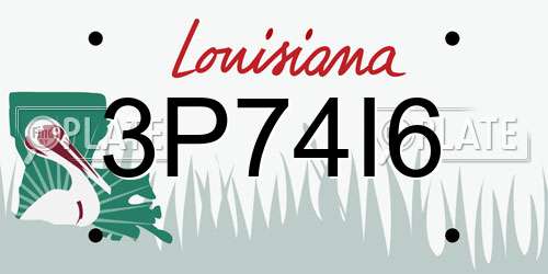 3P74I6 Louisiana License Plate