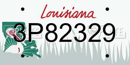 3P82329 Louisiana License Plate