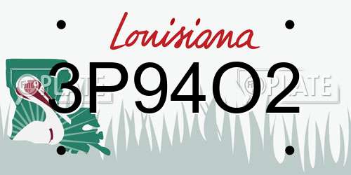 3P94O2 Louisiana License Plate